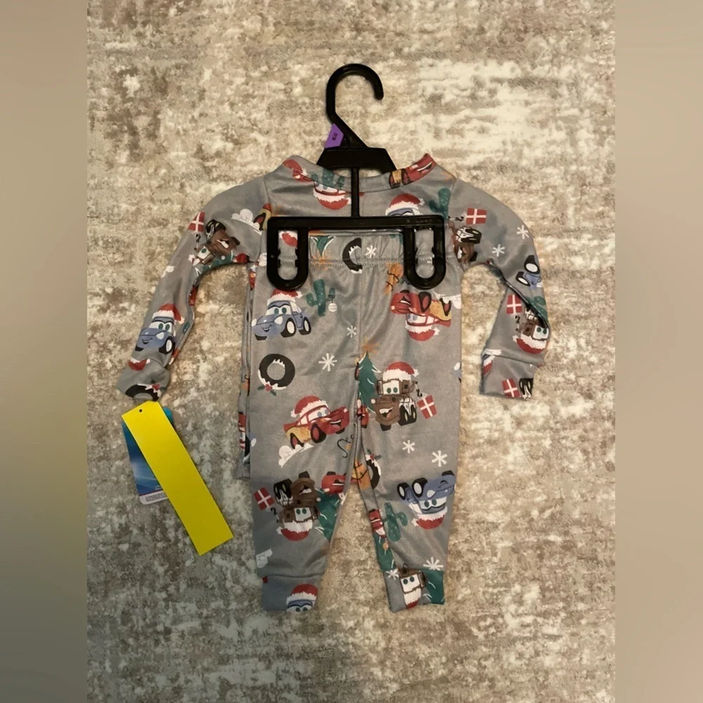 Disney Cars Holiday Kids Pajamas with Fun Christmas Print - Gray size 12M-NWT